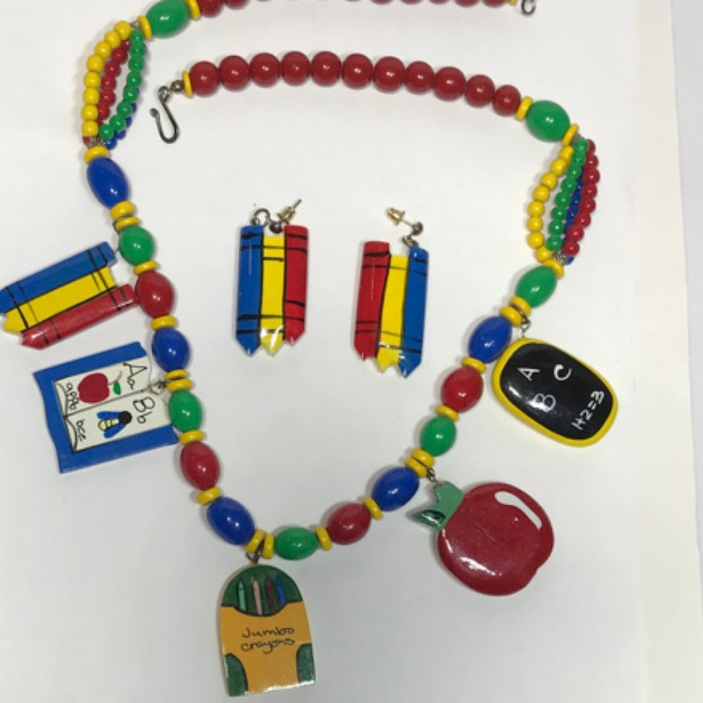Colorful Teacher Necklace Earrings